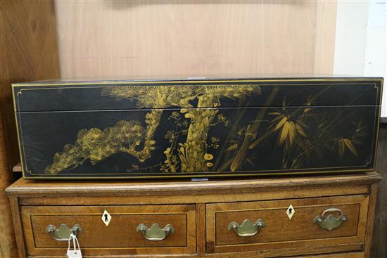 A Chinese black lacquer trunk, W.87cm